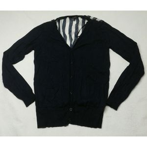 Forever 21 navy cardigan with sheer sweater striped back size M